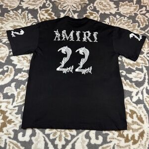 Mens Washed Black Amiri Logo Tee Shirt Size Large